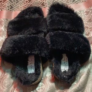 Slip on fur slipper shoes